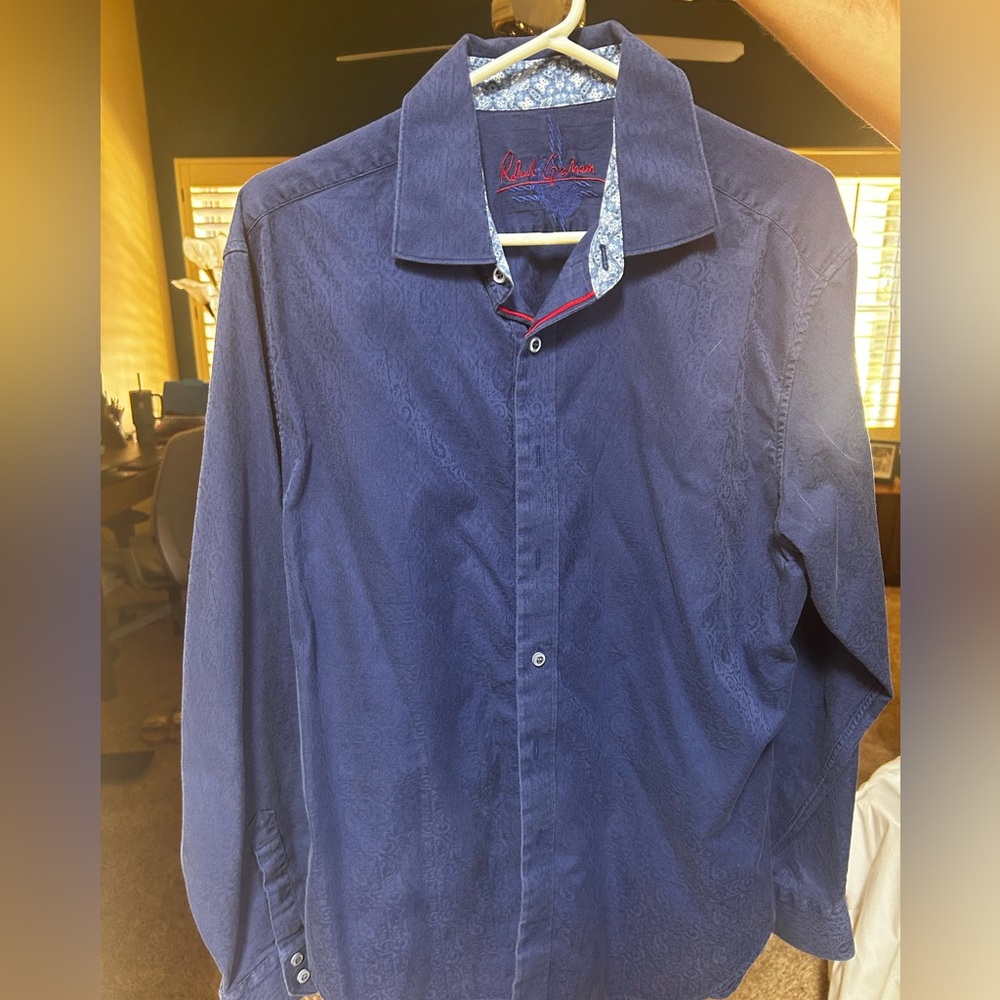 Robert Graham Navy and Red Embroidered Shirt